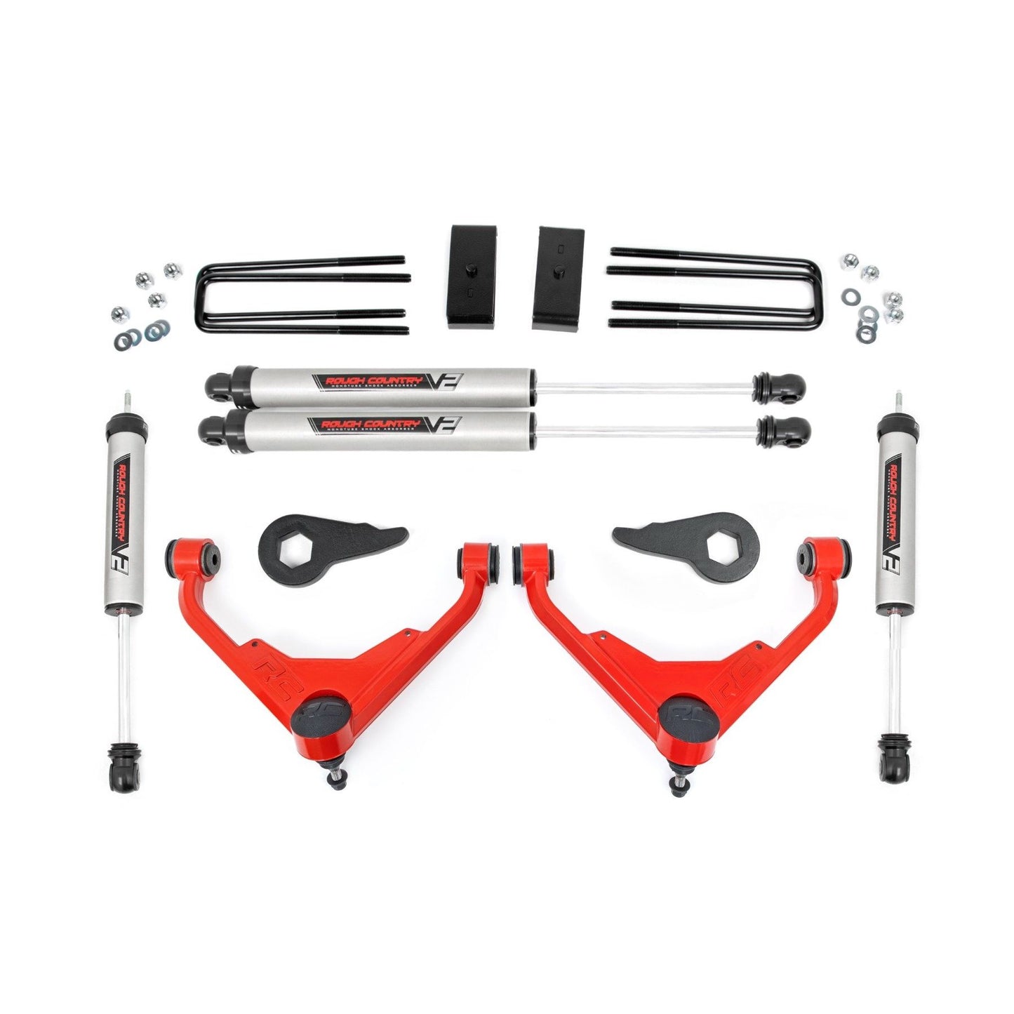ROUGH COUNTRY 3 Inch Lift Kit | FT Code | V2 | Chevy/GMC Sierra/Silverado 2500 HD Suburban/Yukon XL 2500 (01-10) | 859670RED