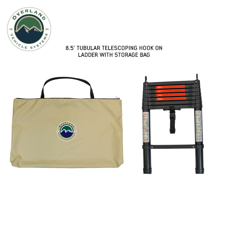 Overland Vehicle Systems LD TMON Clamshell Aluminum Hard Shell Roof Top Tent - 2 Person Capacity, Tan Body & Green Rainfly 18119935