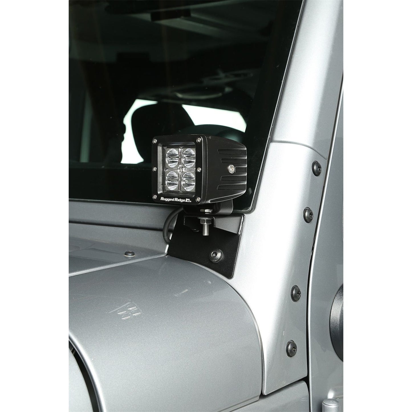 RUGGED RIDGE | 11027.04 | Windshield Aux Light Brackets, Text. Blk, 07-15 Jk