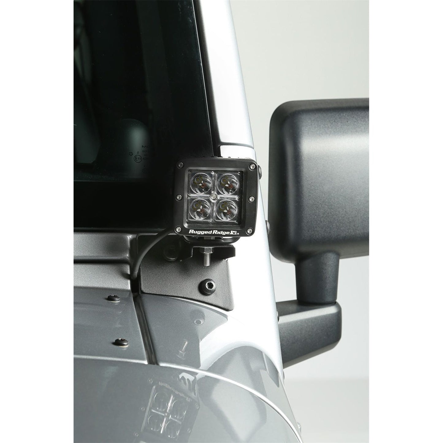 RUGGED RIDGE | 11027.04 | Windshield Aux Light Brackets, Text. Blk, 07-15 Jk
