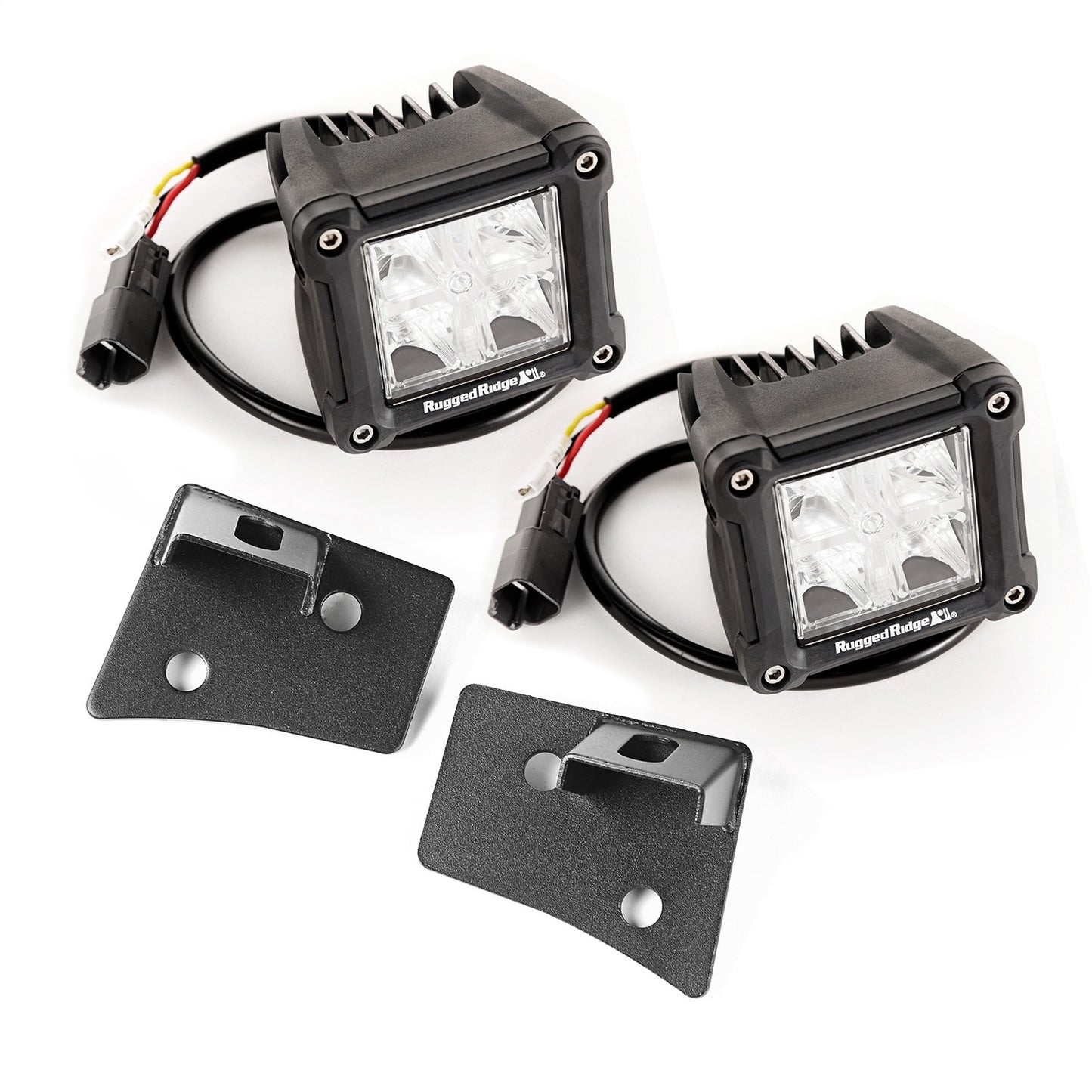 RUGGED RIDGE | 11027.2 | Windshield Brkt Led Kit, Text, Dual Cube, 07-18 Jk