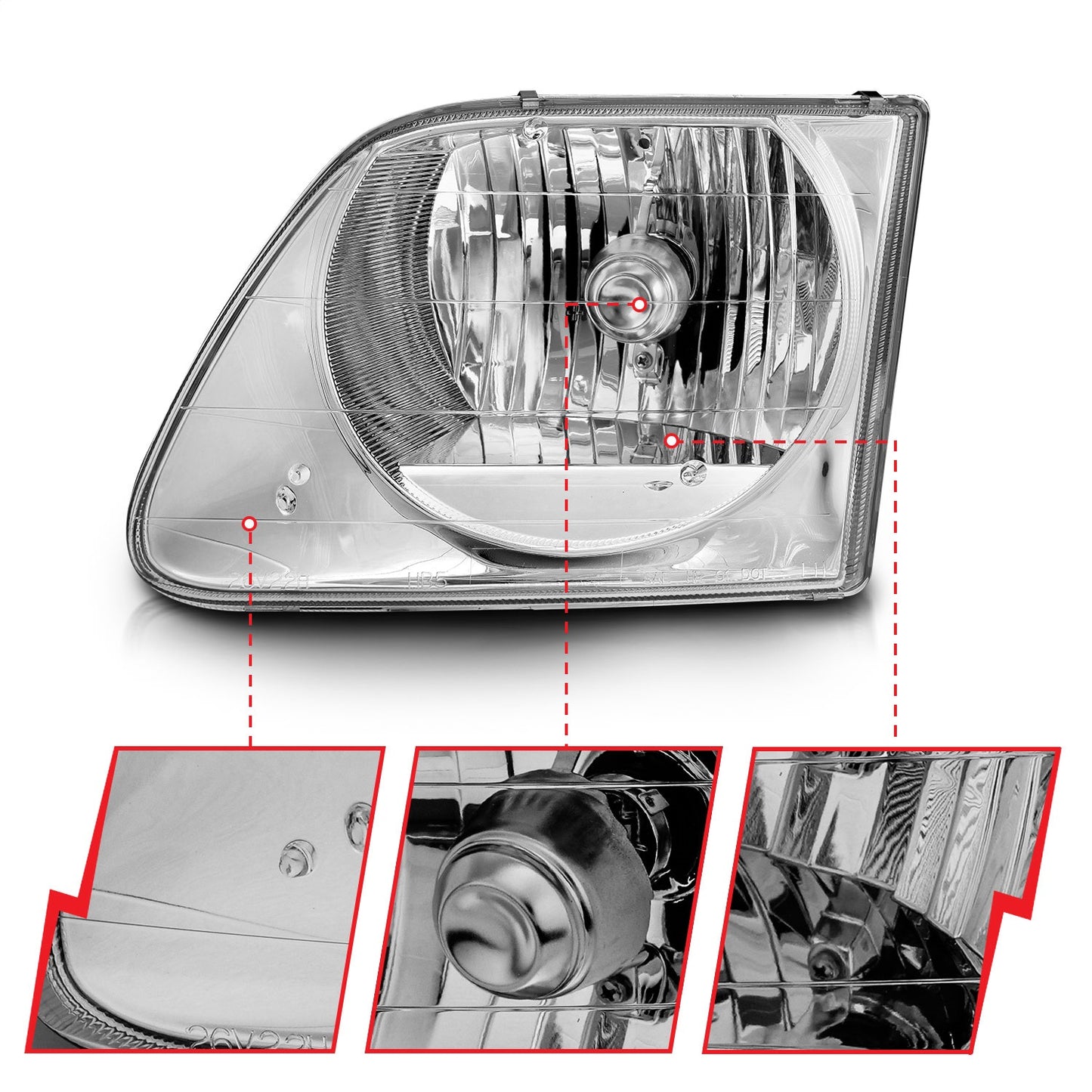 Anzo USA | Crystal Headlight Set Clear Lens Chrome Housing Pair | Fits F-150 | 111030