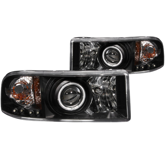 Anzo USA | Projector Headlight Set w/Halo Clear Lens Black Housing RX Halo Pair | Fits Ram 1500 | 111065