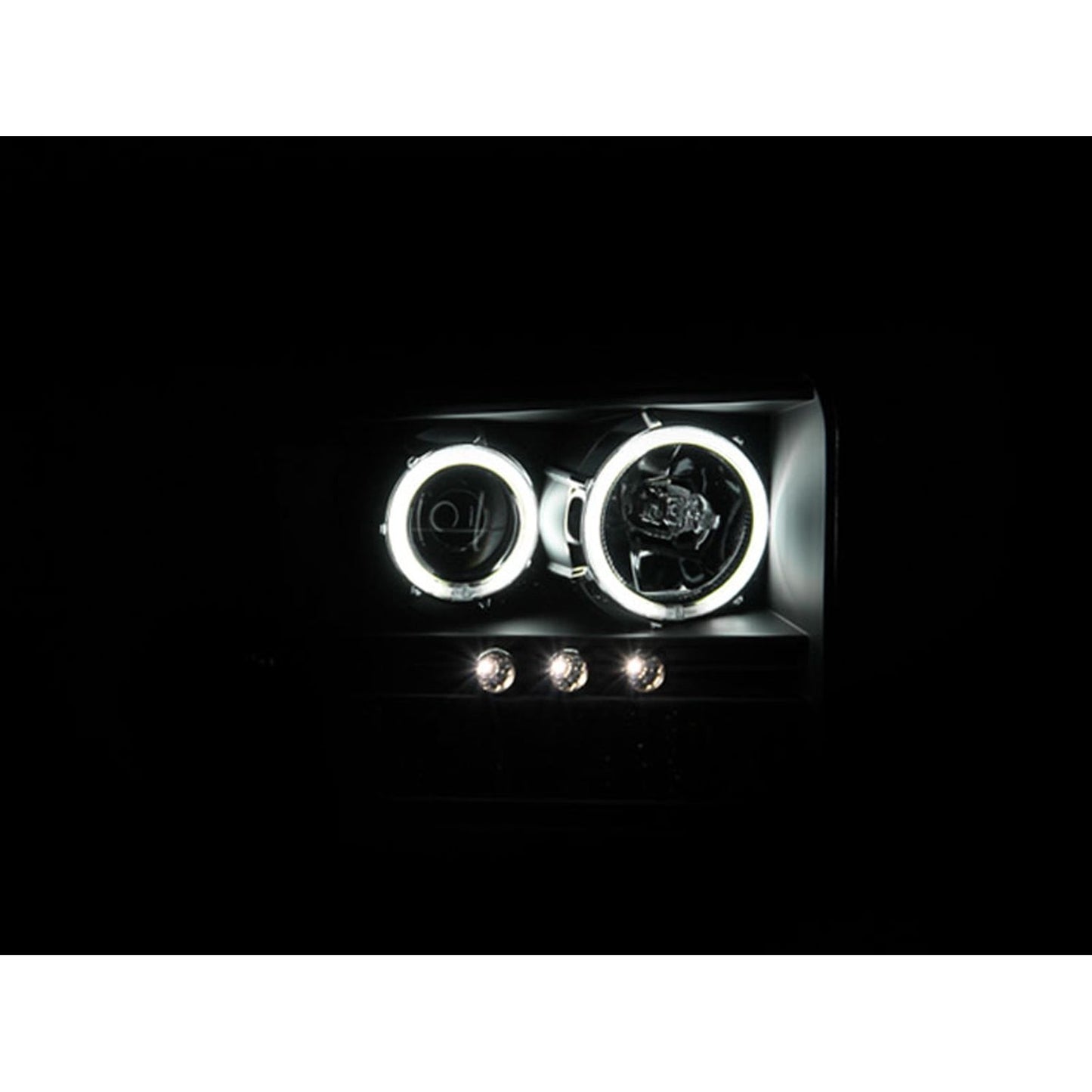 Anzo USA | Projector Headlight Set w/Halo Clear Lens Black Housing w/LED Strip SMD LED. Pair | Fits F-250 Super Duty | 111117