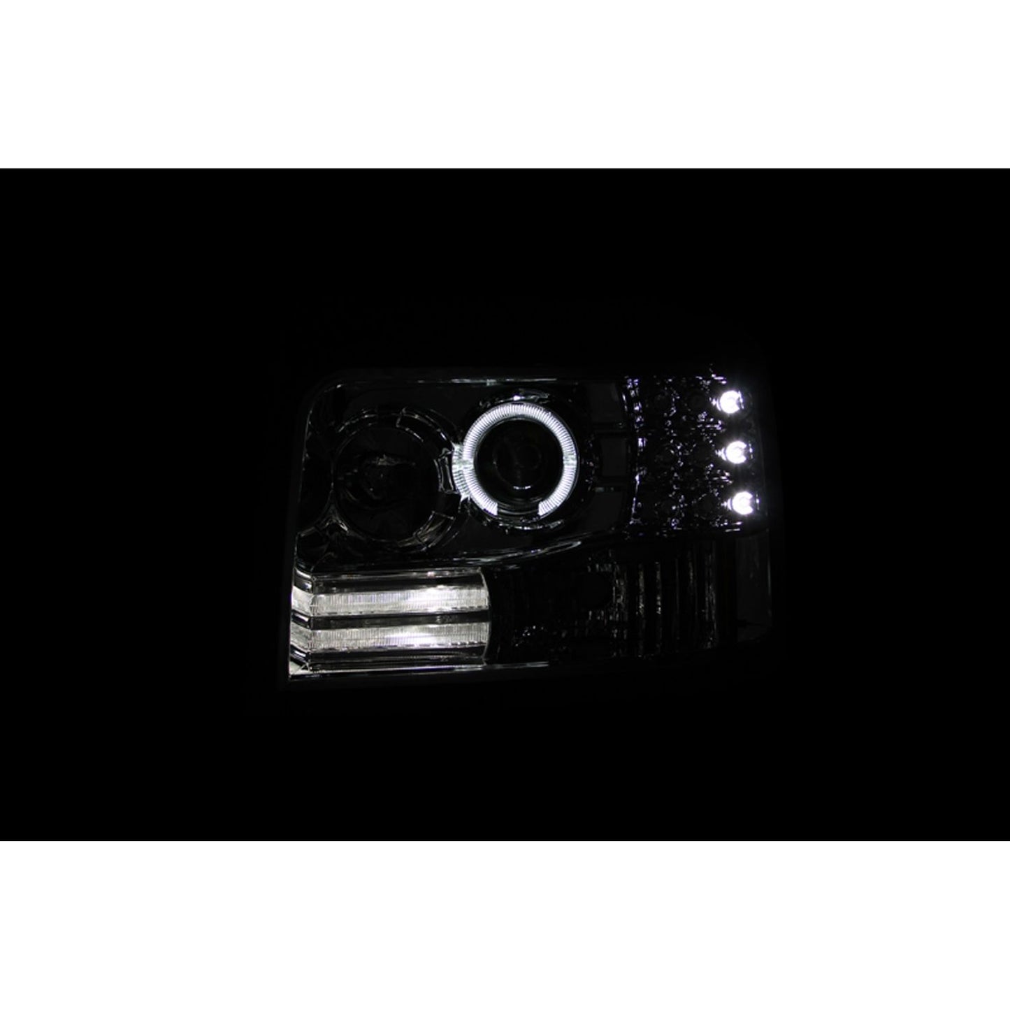 Anzo USA | Projector Headlight Set w/Halo Clear Lens Black Housing w/LED Bar/Parking/Projector/Halo Pair | Fits F-150 | 111184
