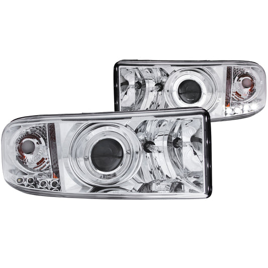 Anzo USA | Projector Headlight Set w/Halo Clear Lens Chrome Housing w/LED Parking/Projector/Halo Pair | Fits Ram 1500 | 111195