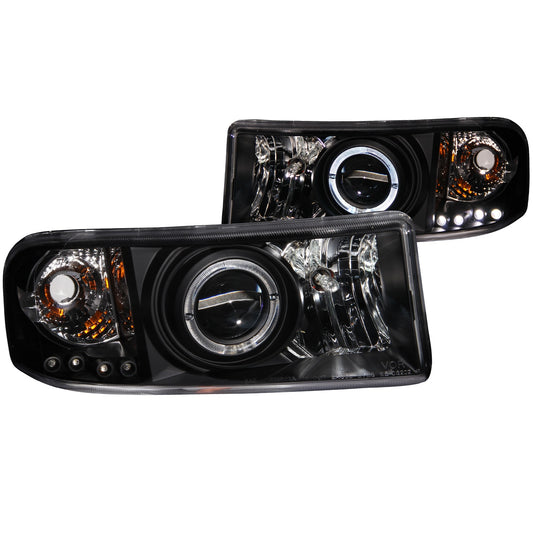 Anzo USA | Projector Headlight Set w/Halo Clear Lens Black Housing w/LED Parking/Projector/Halo Pair | Fits Ram 1500 | 111196