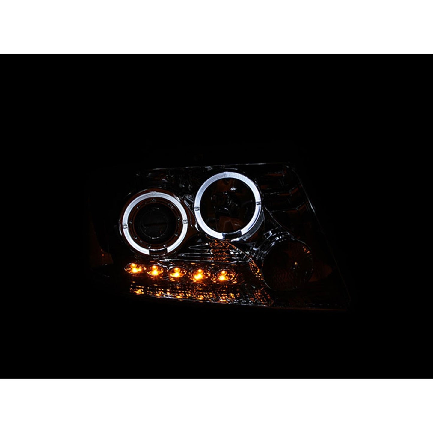 Anzo USA | Projector Headlight Set w/Halo Clear Lens Chrome Housing G2 Pair w/LED Strip | Fits F-150 | 111203