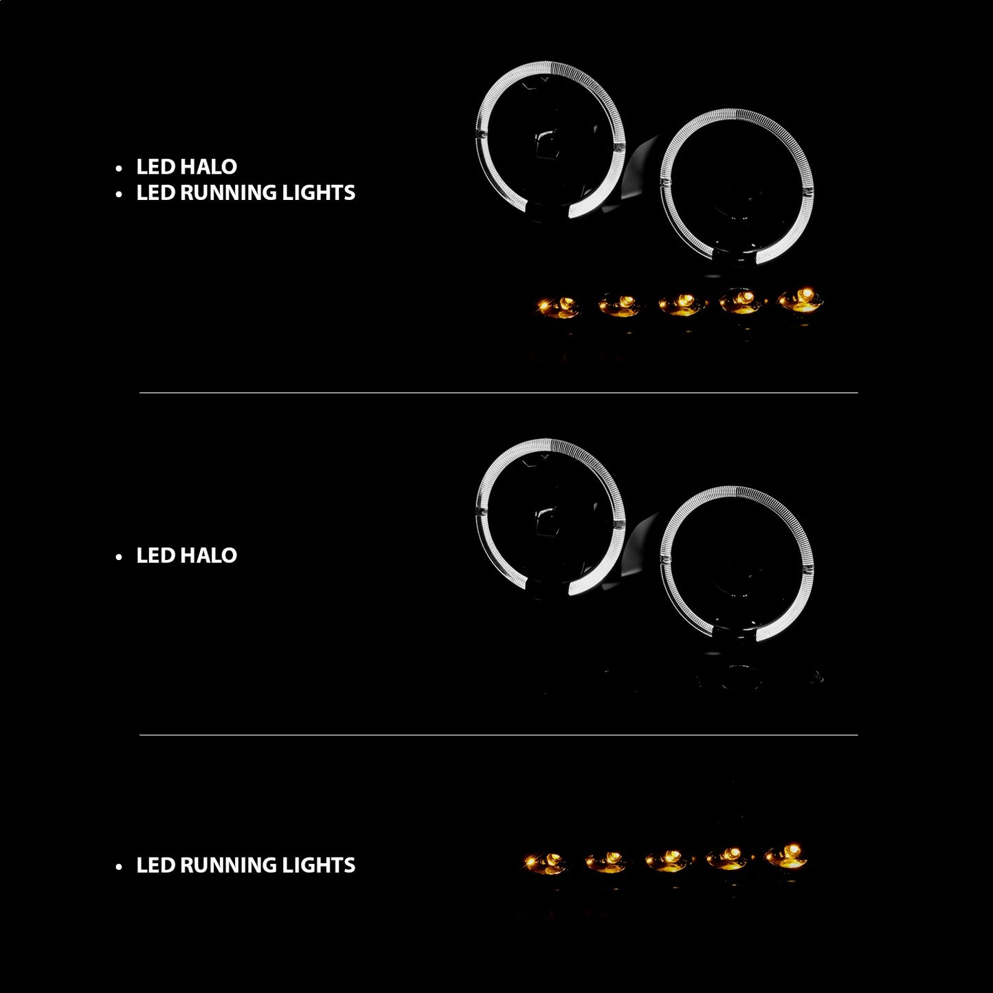 Anzo USA | Projector Headlight Set w/Halo Clear Lens Black Housing w/2 Halos w/LED Parking/Projector/Halos G2 Pair | Fits F-150 | 111204