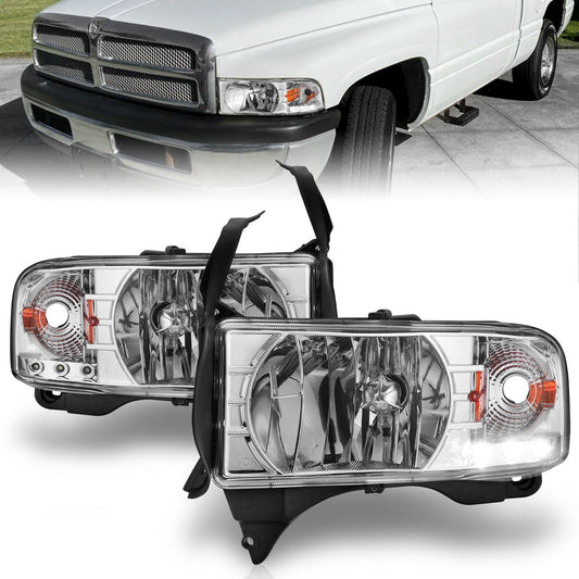 Anzo USA | Crystal Headlight Set Clear Lens Chrome Housing w/LED Accent Pair | Fits Ram 1500 | 111206