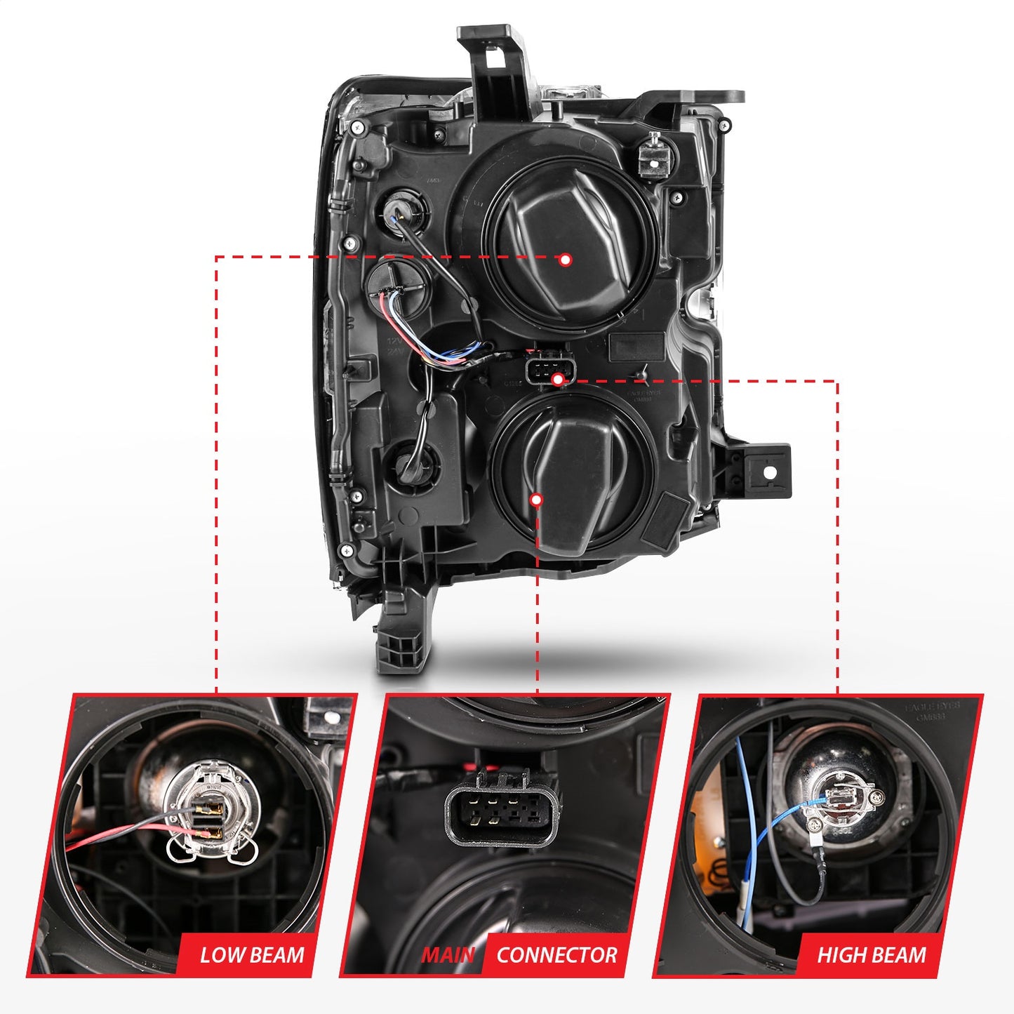 Anzo USA | Projector Headlight Set w/Plank Style Design Black | Fits Silverado 2500 HD | 111359