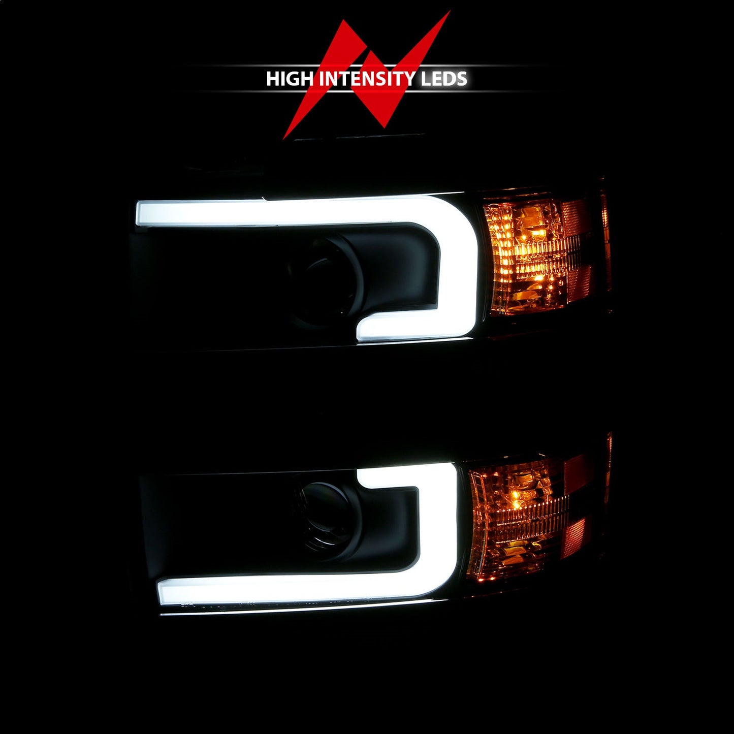 Anzo USA | Projector Headlight Set w/Plank Style Design Black | Fits Silverado 2500 HD | 111359