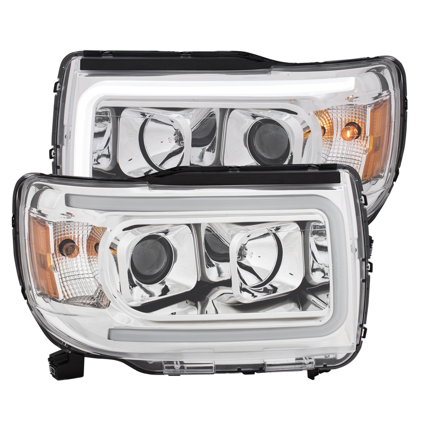 Anzo USA | Projector Headlight Set Plank Style Clear Lens Chrome Housing Amber Pair | Fits Canyon | 111382