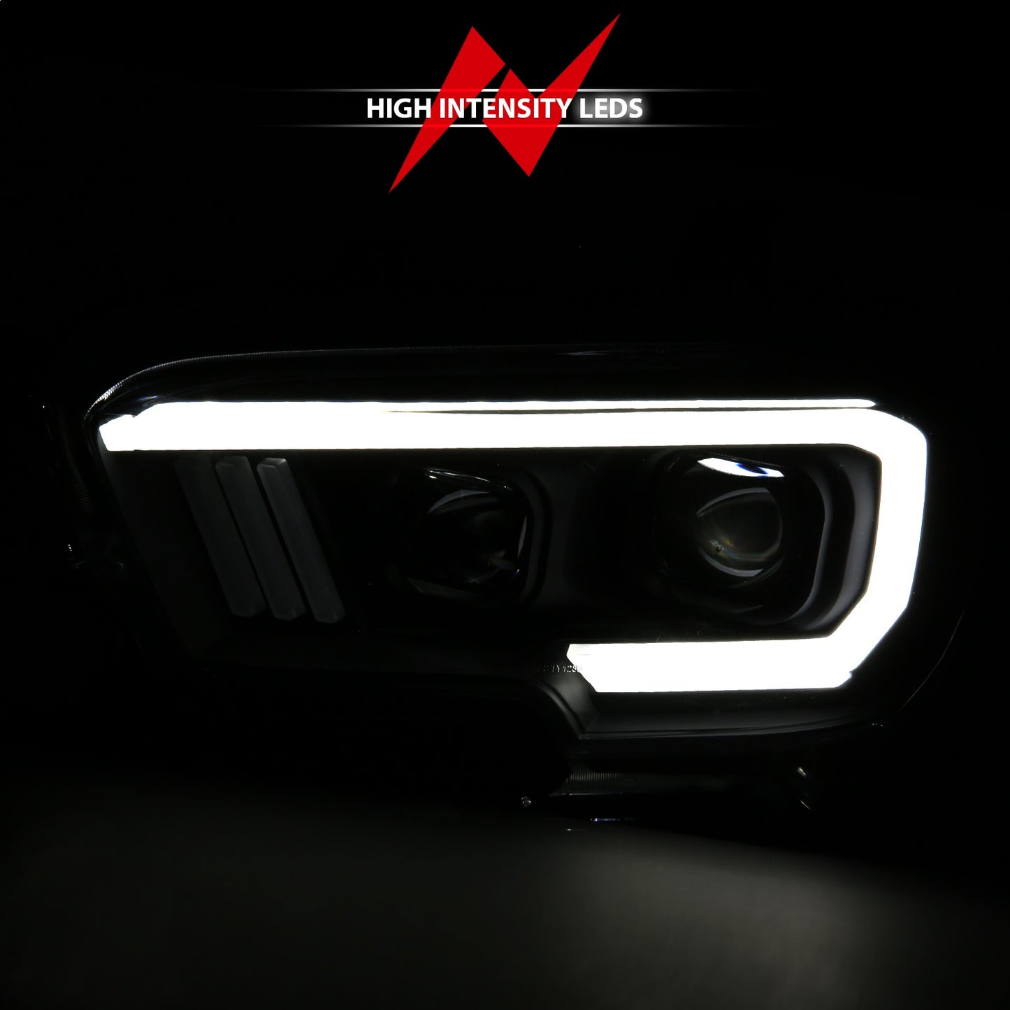 Anzo USA | Projector Headlight Set w/Plank Style Switchback Black w/Amber | Fits Tacoma | 111396
