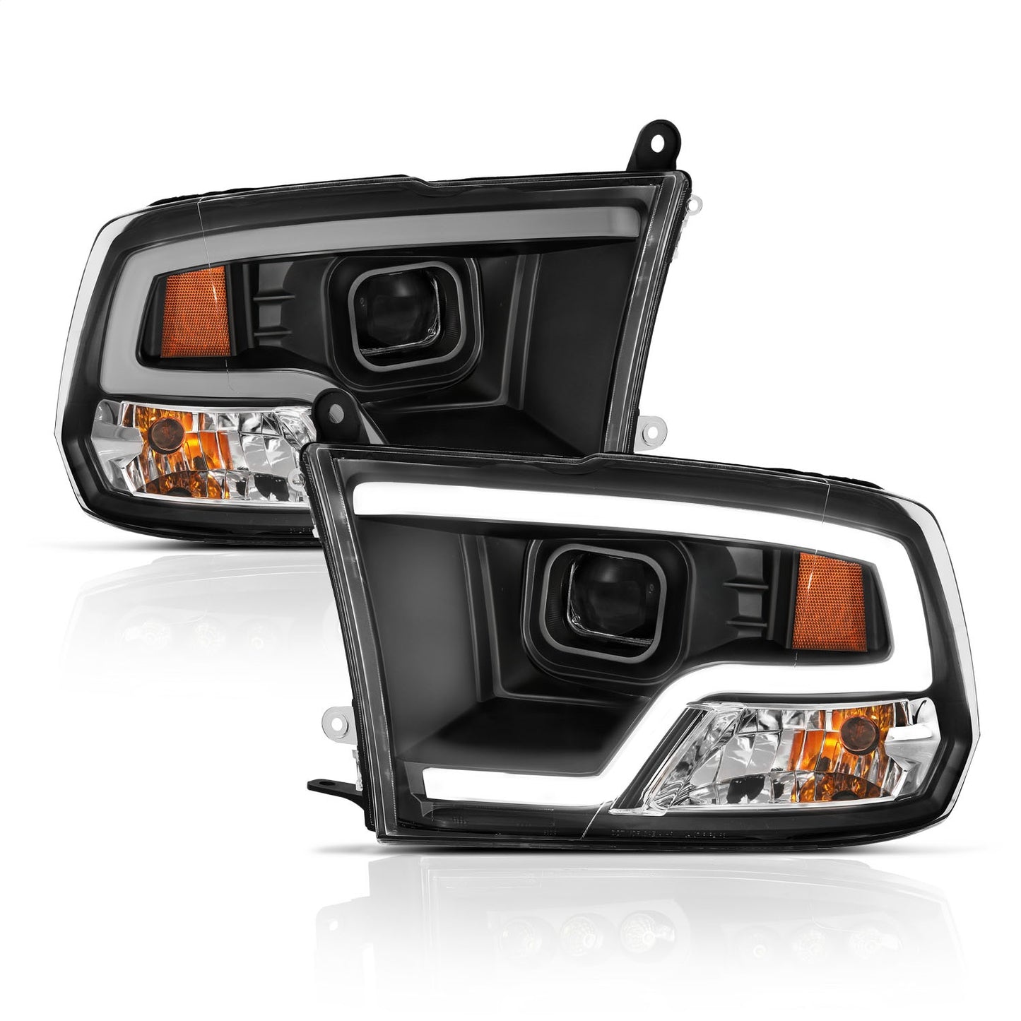 Anzo USA | Projector Headlight Set w/Plank Style Design Black | Fits Ram 1500 | 111404