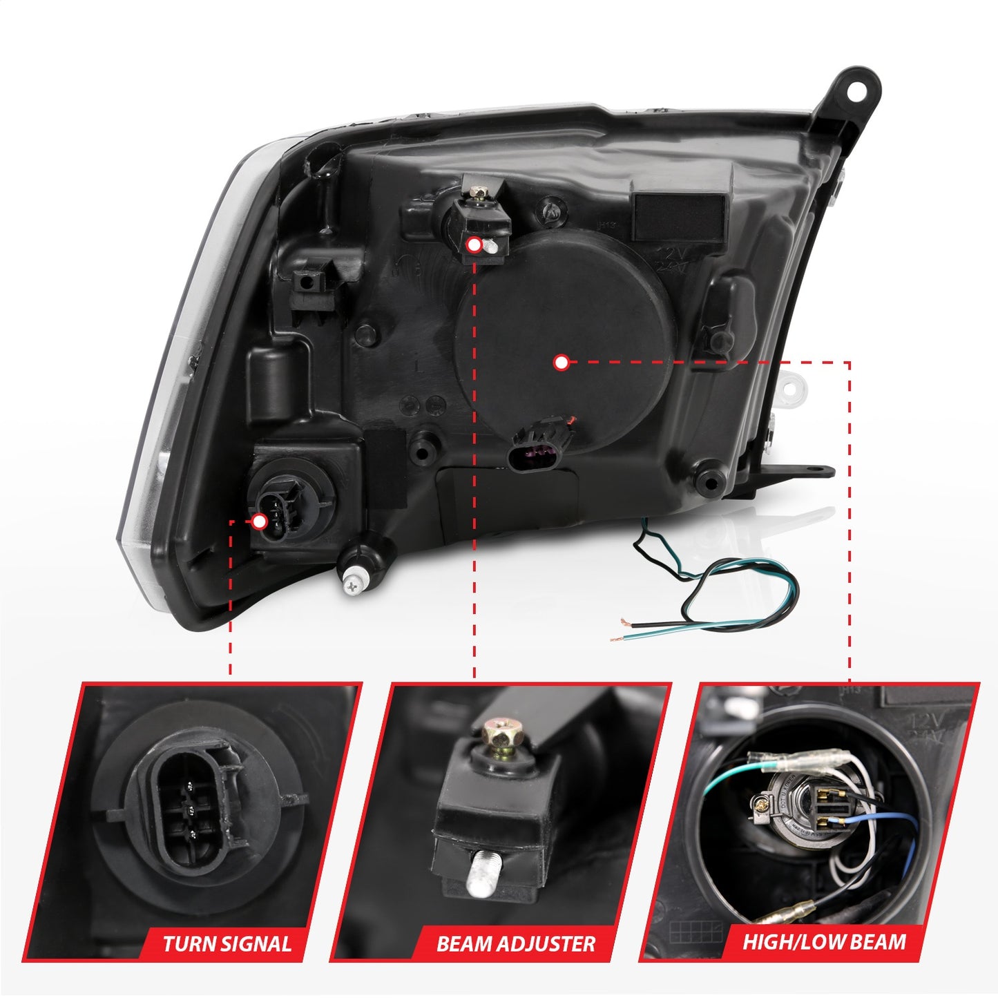 Anzo USA | Projector Headlight Set w/Plank Style Design Black | Fits Ram 1500 | 111404