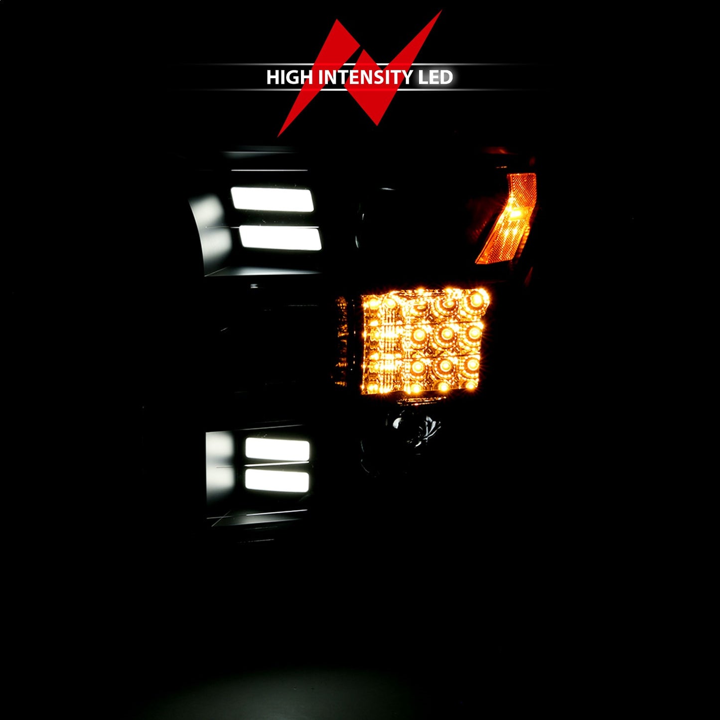 Anzo USA | Projector Headlight Set w/Plank Style Design Black w/Amber Sequential Turn Signal | Fits F-150 | 111408