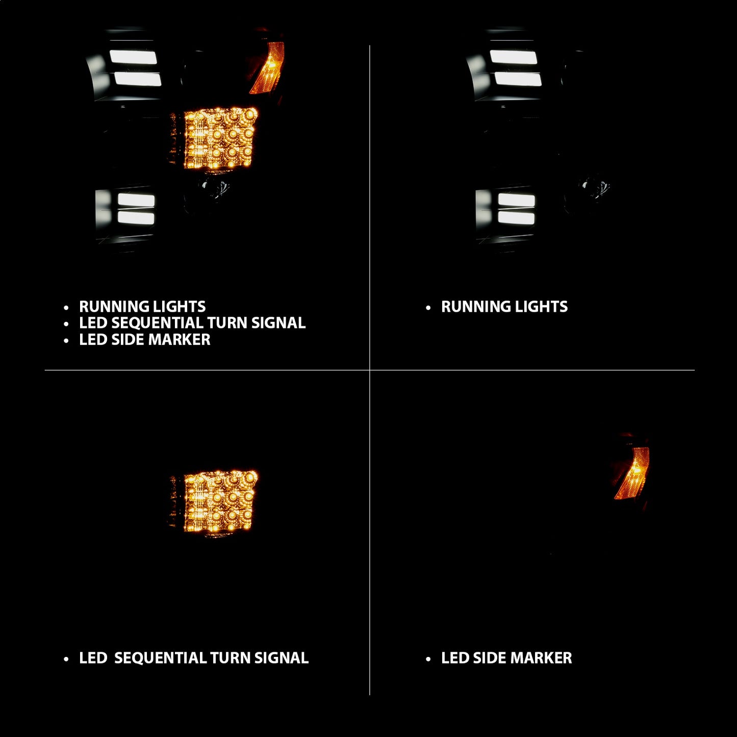 Anzo USA | Projector Headlight Set w/Plank Style Design Chrome w/Amber Sequential Turn Signal | Fits F-150 | 111409