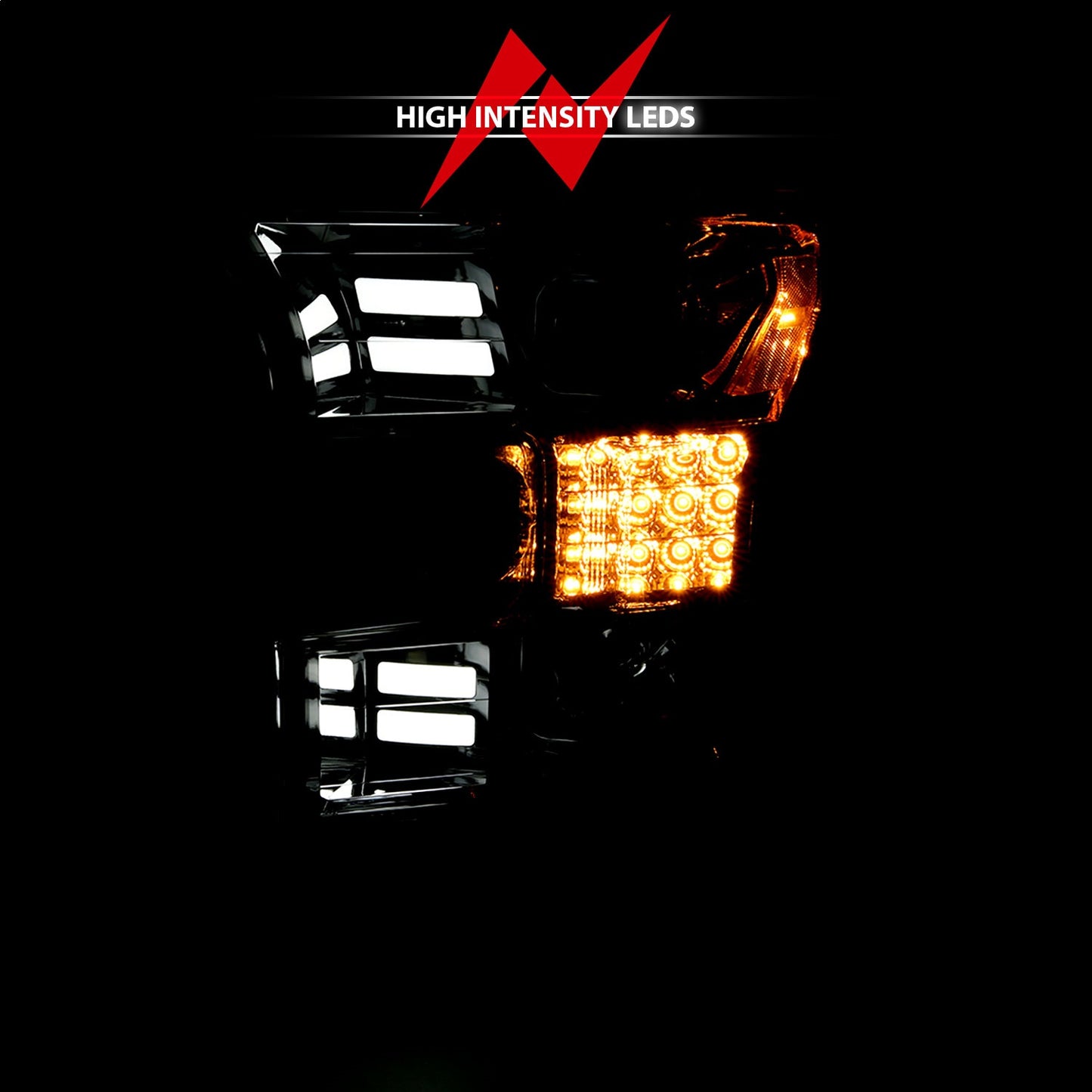 Anzo USA | Projector Headlight Set w/Plank Style Design Chrome w/Amber Sequential Turn Signal | Fits F-150 | 111409