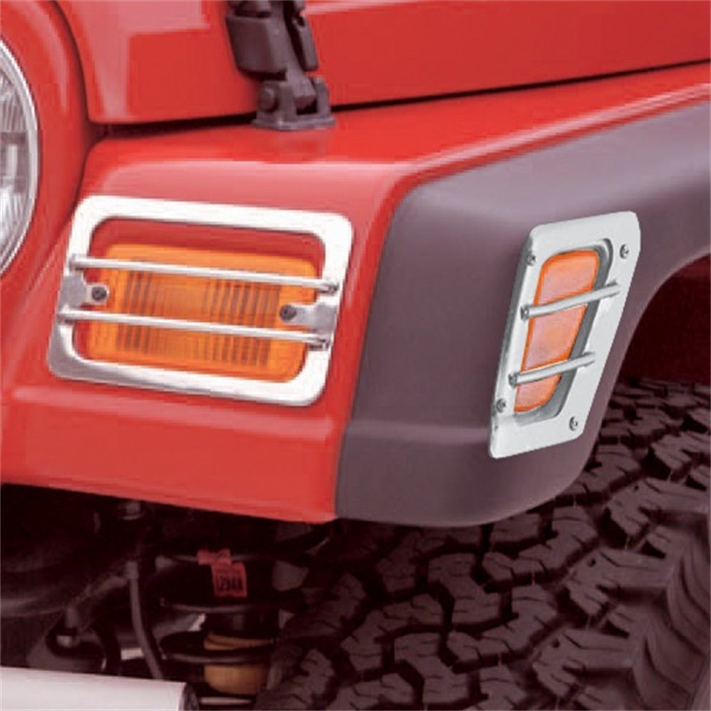 RUGGED RIDGE | 11142.02 | Front Side Marker And Park Euro Guards, Stainless, 97-06 Wrangler/Unlimited (4 P