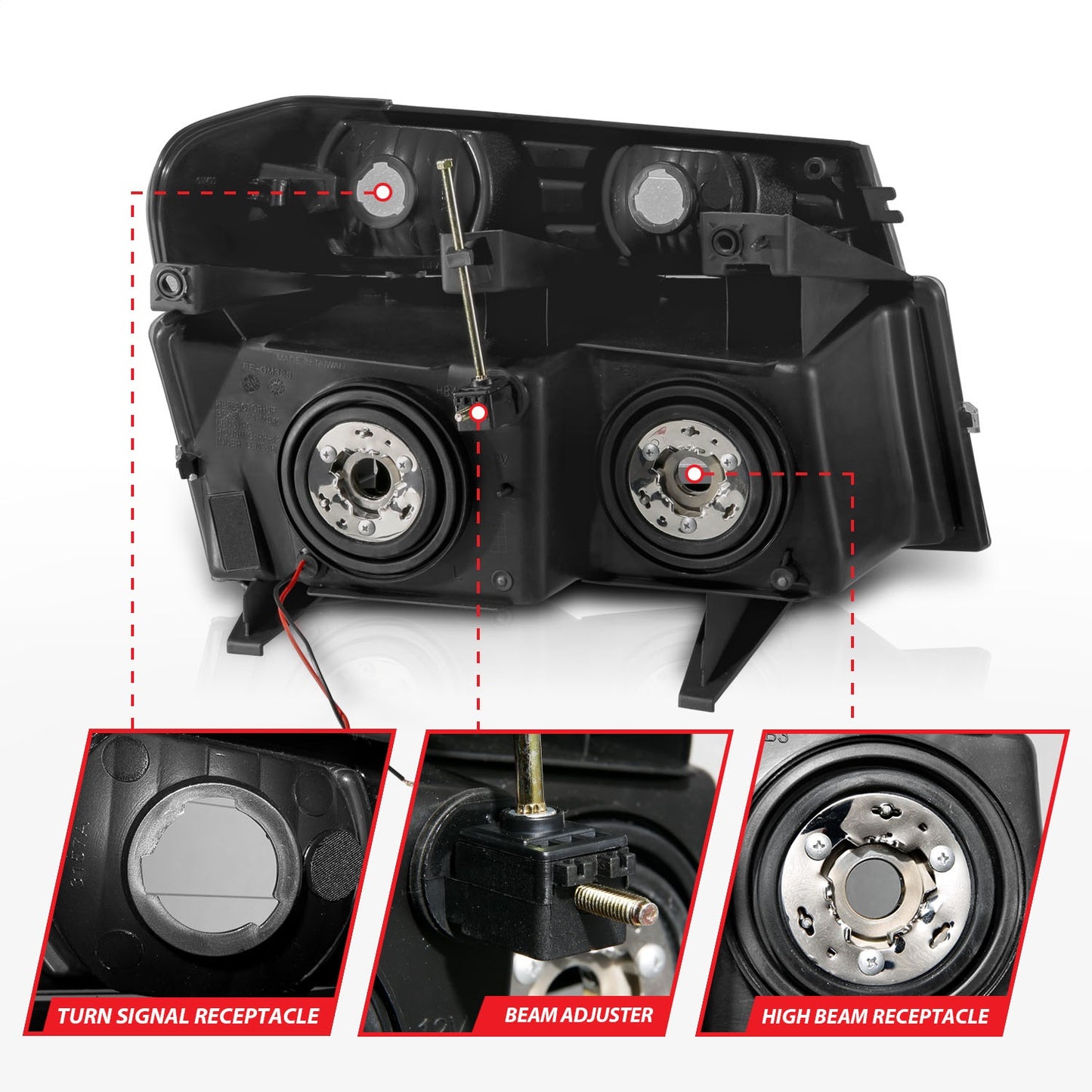 Anzo USA | Crystal Headlight Set Black Housing Pair w/Light Bar 4 PCS | Fits Colorado | 111558