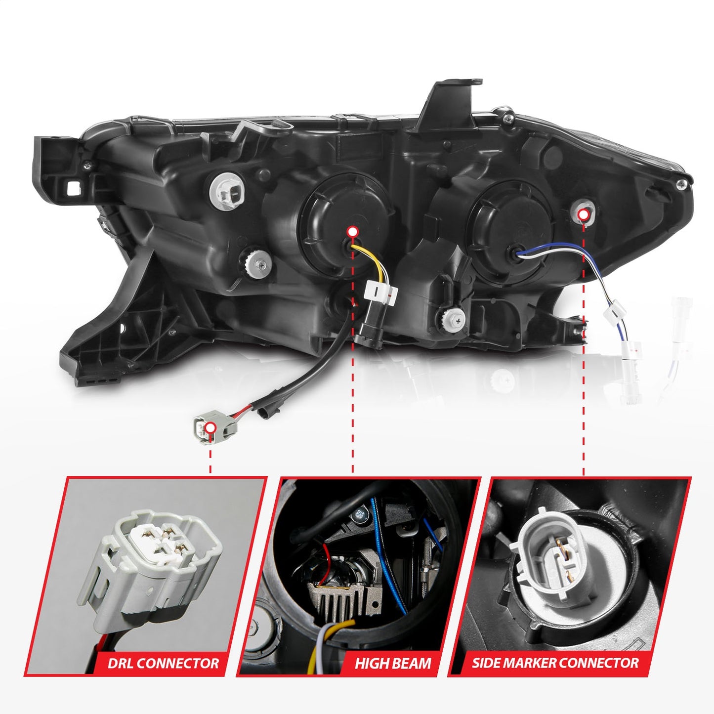 Anzo USA | Projector Headlight Set Clear Lens Black Housing w/Light Bar Sequential w/Initiation Light Pair | Fits Tacoma | 111563