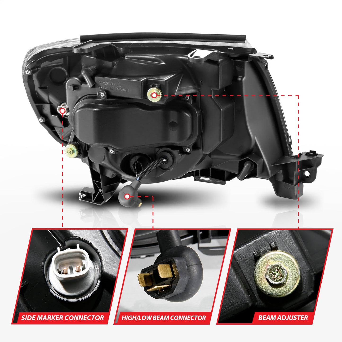 Anzo USA | Projector Headlight Set w/Sequential Light Bar Chrome Housing | Fits Tacoma | 111565