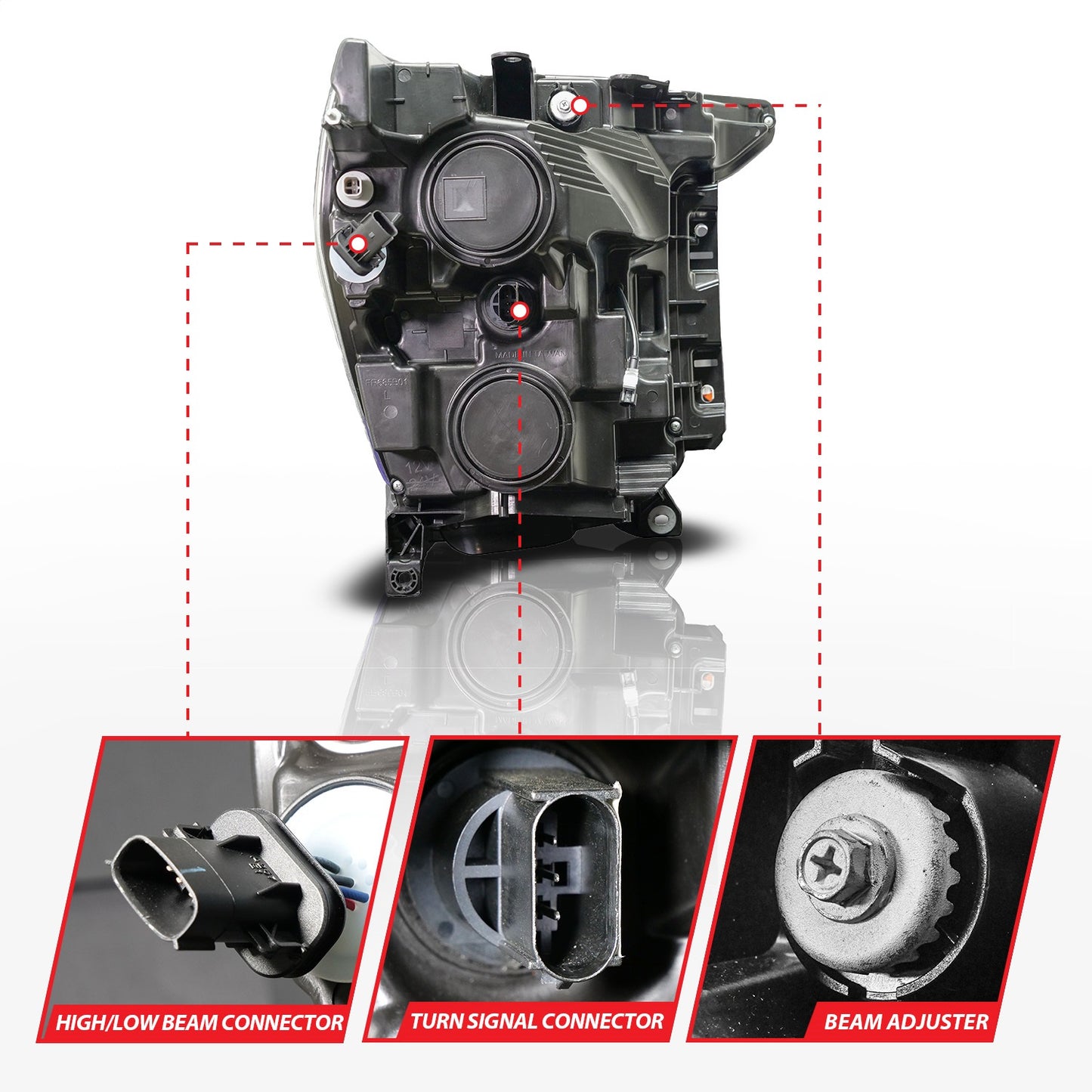 Anzo USA | LED Projector Headlight Black Housing Full LED Trio Projector Switchback Bar/Sequential Turn Signal w/DRL and Initiation Feature Passenger Side | Fits F-150 | 111594-R