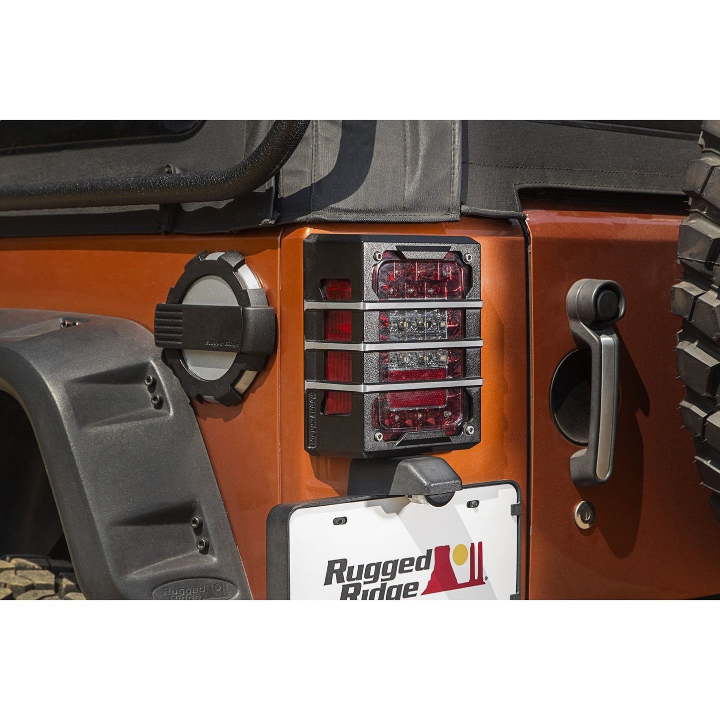 RUGGED RIDGE | 11226.04 | Elite Tail Light Guards, Brushed Black; 07-17 Jk