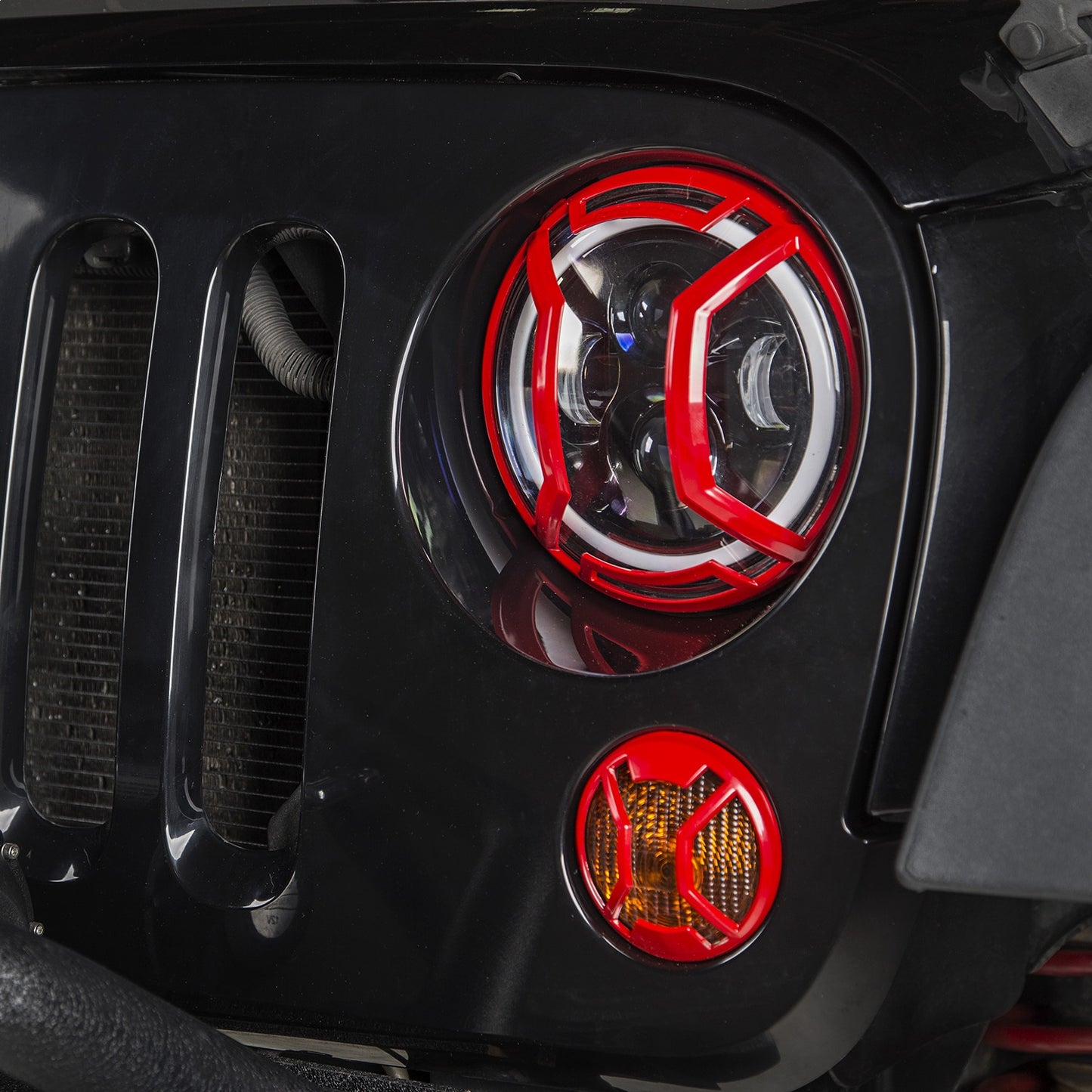 RUGGED RIDGE | 11230.15 | Elite Headlight Euro Guards, Red; 07-17 Jk/Jku