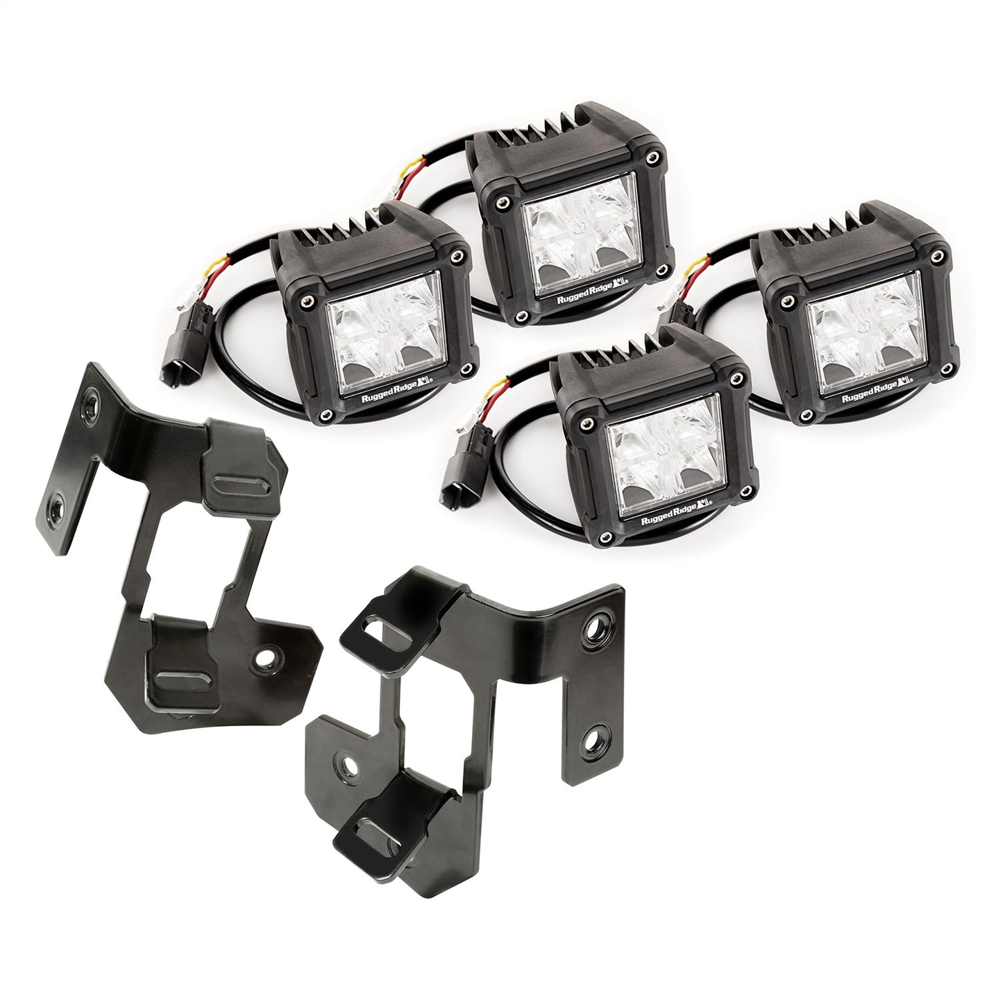 RUGGED RIDGE | 11232.18 | A-Pillar Light Mnt Kit, Black, Dual Cube, 07-18 Jk