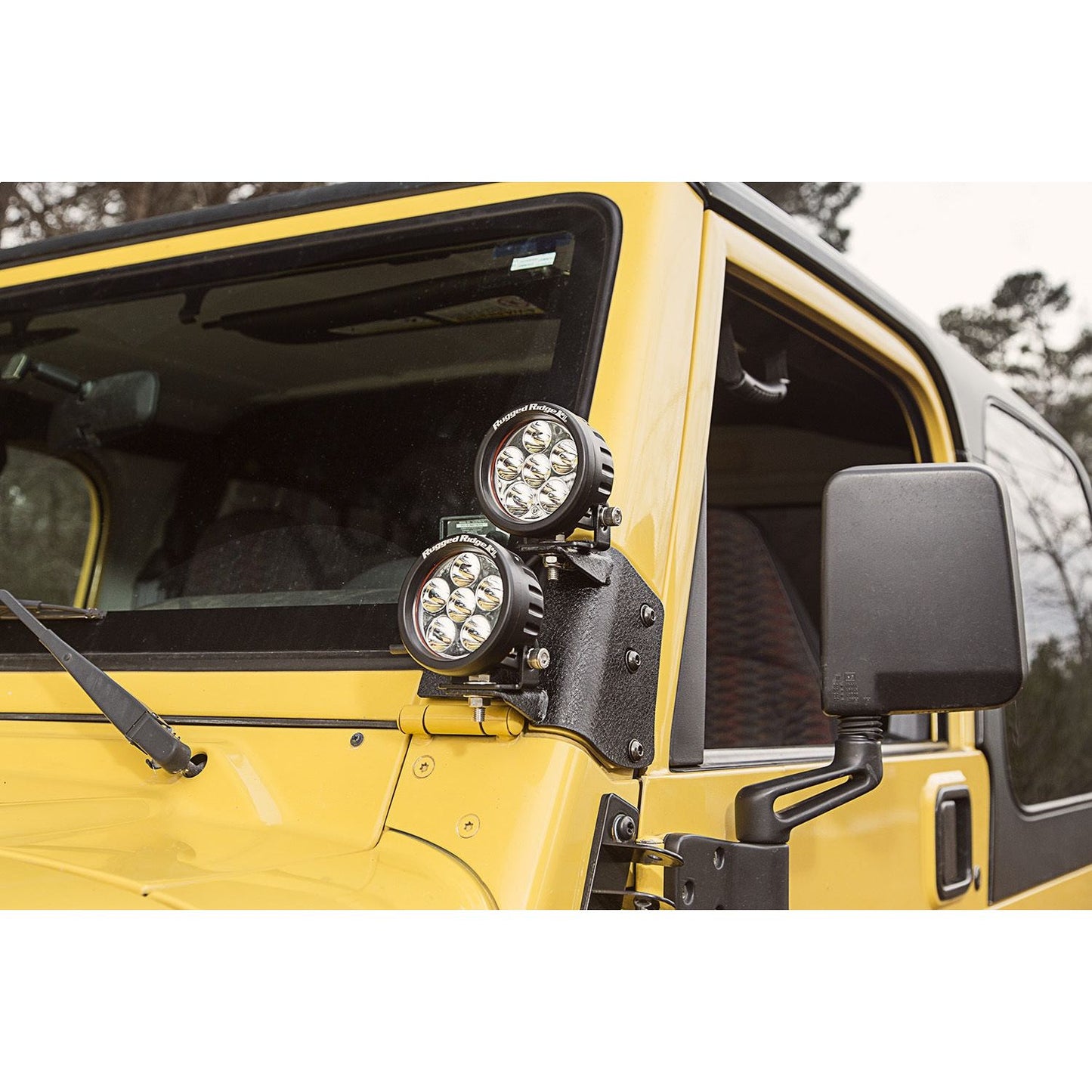 RUGGED RIDGE | 11232.37 | 97-06 Wrangler Dual A-Pillar Led Kit, 3.5-Inch Round Lights Black