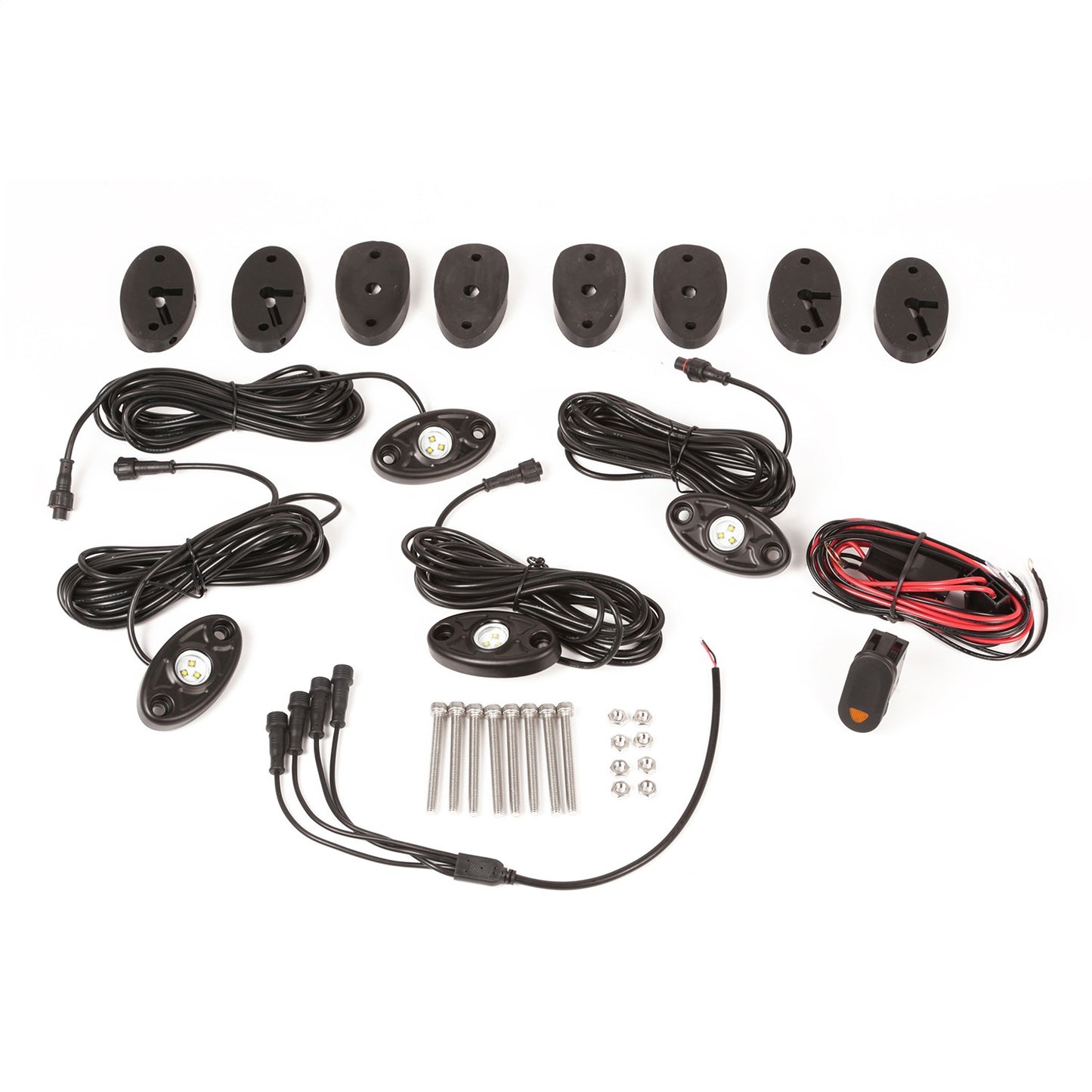 RUGGED RIDGE | 11232.4 | Led Rock Light Kit With Harness, 4-Pc, White; Jk