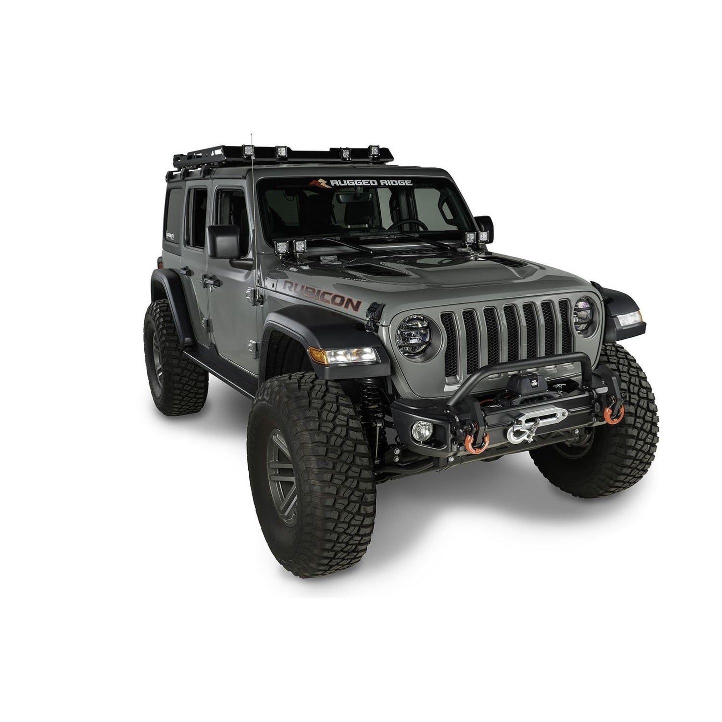 RUGGED RIDGE | 11549.03 | Arcus Front Bumper Tube Overrider, Black, 18-C Jeep Wrangler Jl
