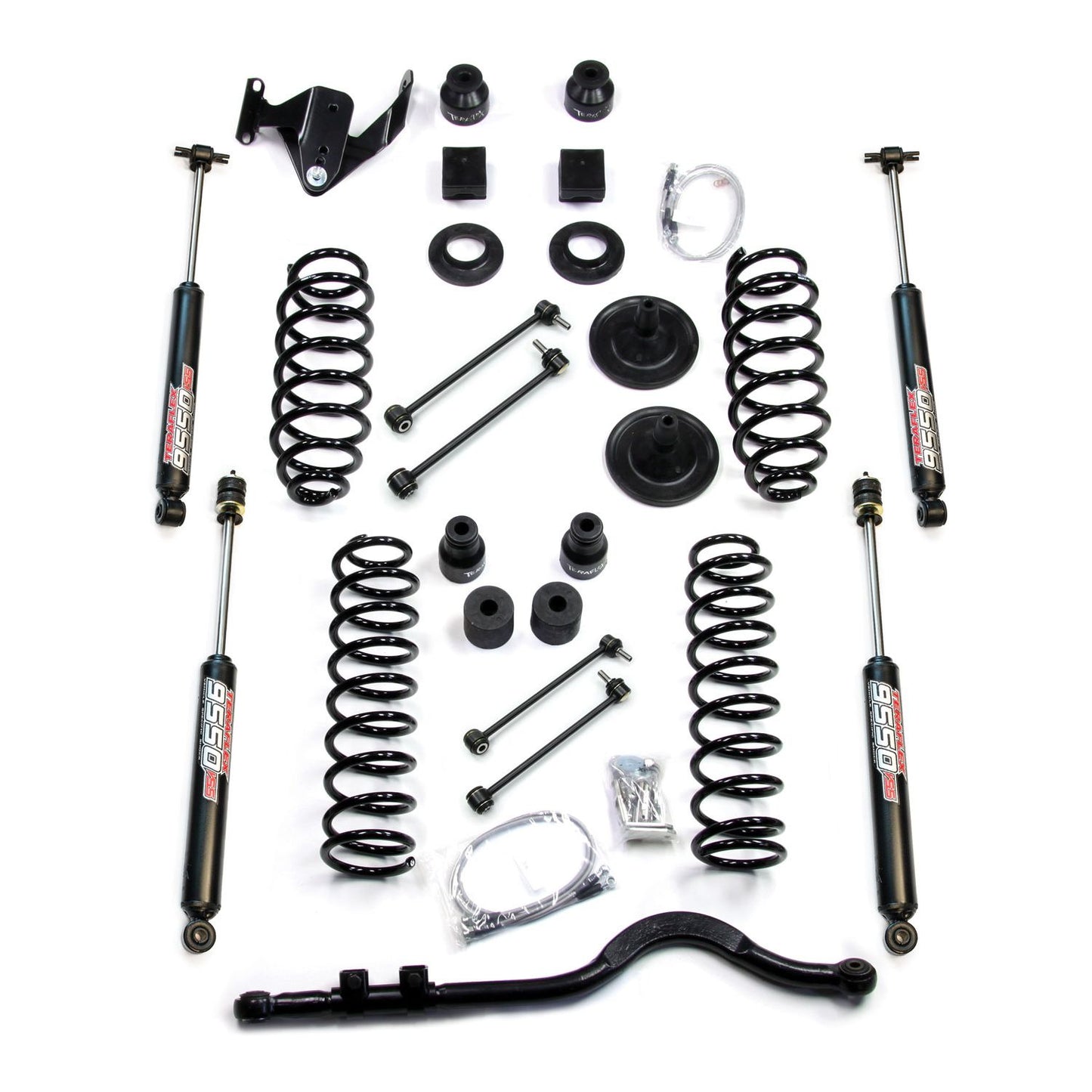 TeraFlex | 07-18 Wrangler JK 4 Door 4 Inch Coil Spring Base Lift Kit w/ Front Track Bar & 9550 VSS Twin-Tube TeraFlex | 1251400