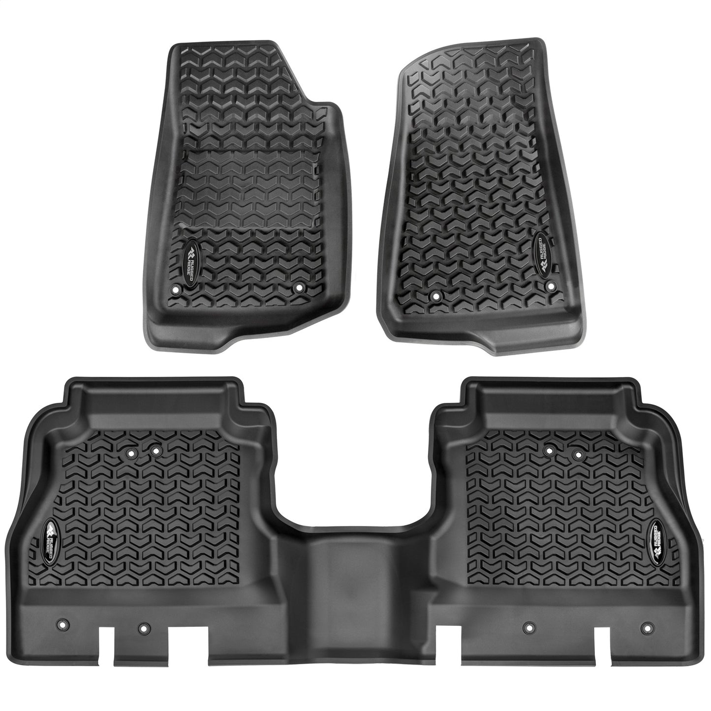 RUGGED RIDGE | 12987.44 | Floor Liner Kit, Front & Rear; Black, 2020-Current Jeep Gladiator Jt