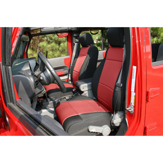 RUGGED RIDGE | 13214.53 | Seat Cover Kit, Front, Neoprene, Black/Red; 07-10 Jeep Wrangler Jk