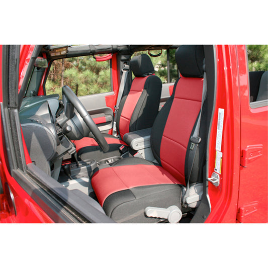 RUGGED RIDGE | 13215.53 | Seat Cover Kit, Front, Neoprene, Black/Red; 11-18 Jeep Wrangler