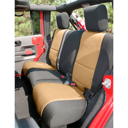 RUGGED RIDGE | 13265.04 | Seat Cover, Rear, Neoprene, Black/Tan; 07-18 Jeep Wrangler Jk
