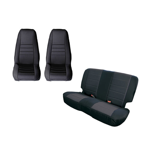 RUGGED RIDGE | 13290.01 | Seat Cover Kit, Black; 80-90 Jeep Cj/Wrangler Yj