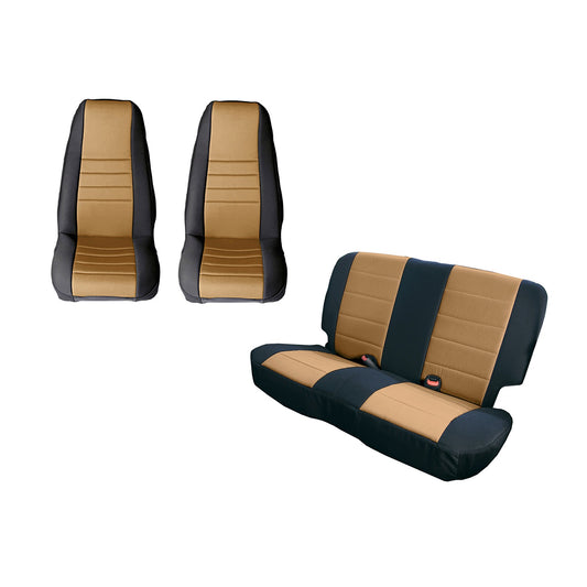 RUGGED RIDGE | 13290.04 | Seat Cover Kit, Black/Tan; 80-90 Jeep Cj/Wrangler Yj