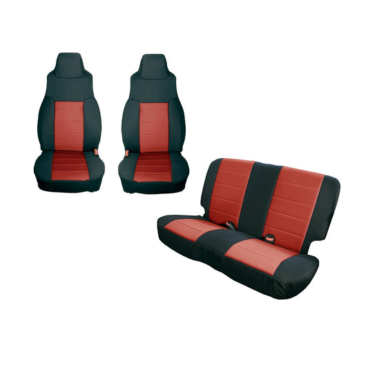 RUGGED RIDGE | 13292.53 | Seat Cover Kit, Black/Red; 97-02 Jeep Wrangler Tj