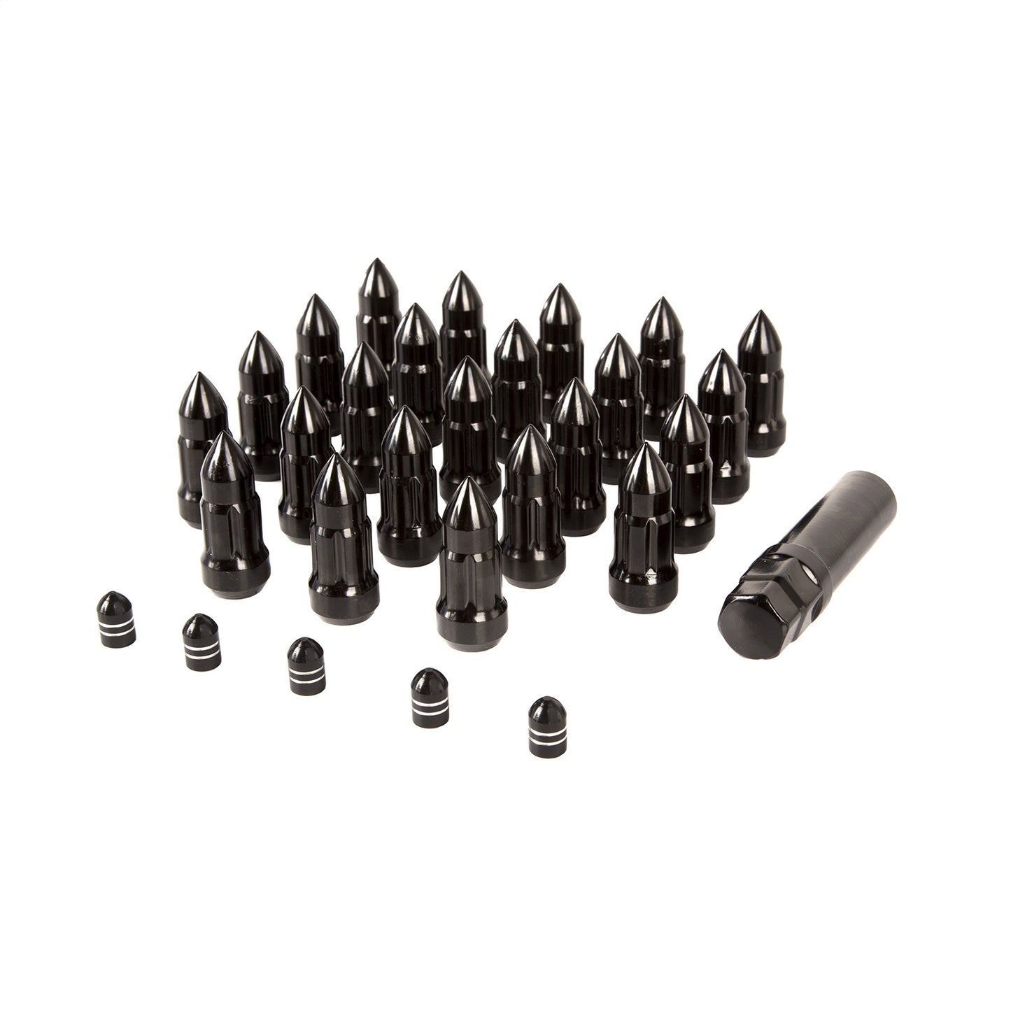 RUGGED RIDGE | 16715.27 | Bullet Lug Nut And Valve Stem Cap Kit, Black, 1/2-20 (Set Of 23)