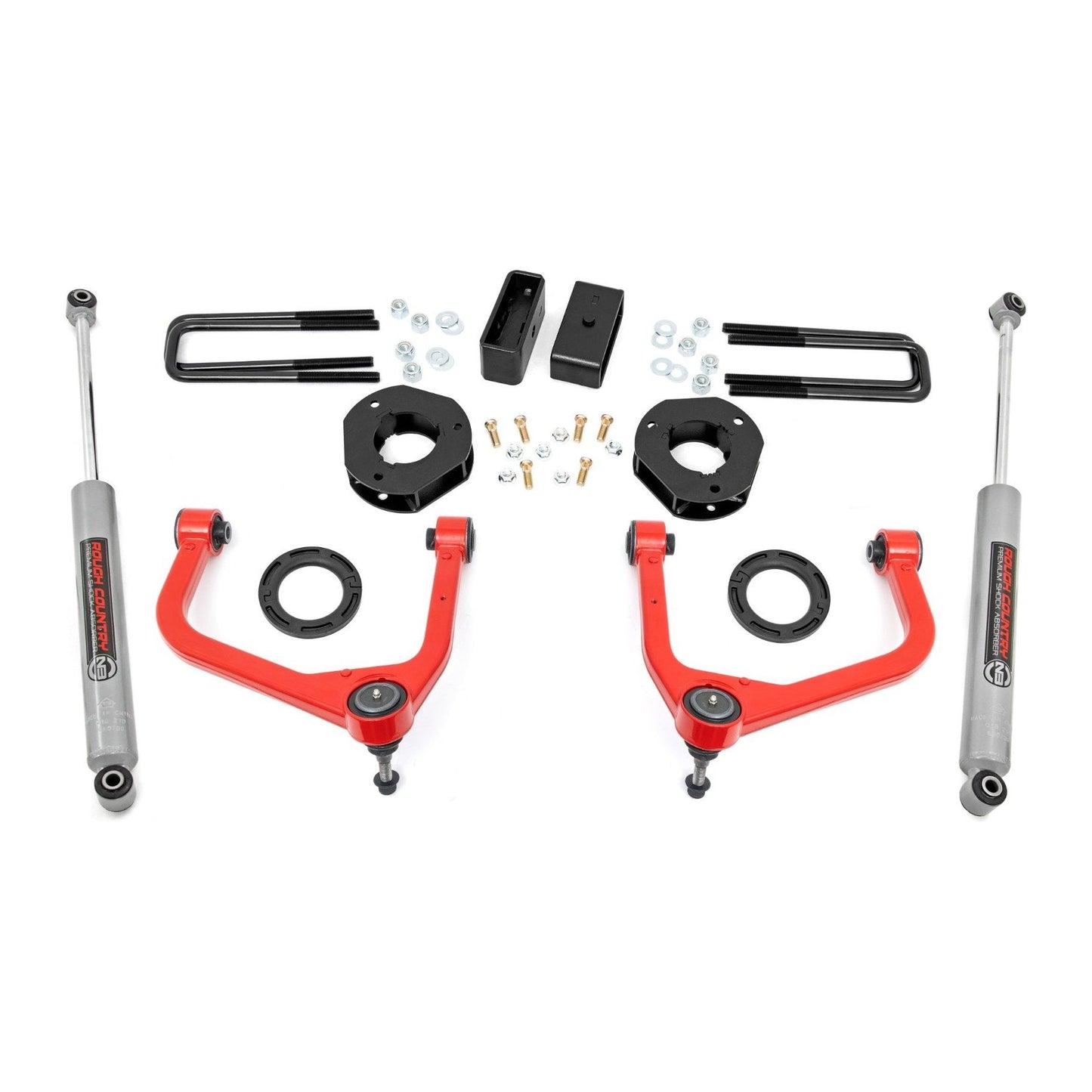 Rough Country Strut Spacers w/N3 Rear Shocks 3.5 Inch Lift Kit I 22630RED