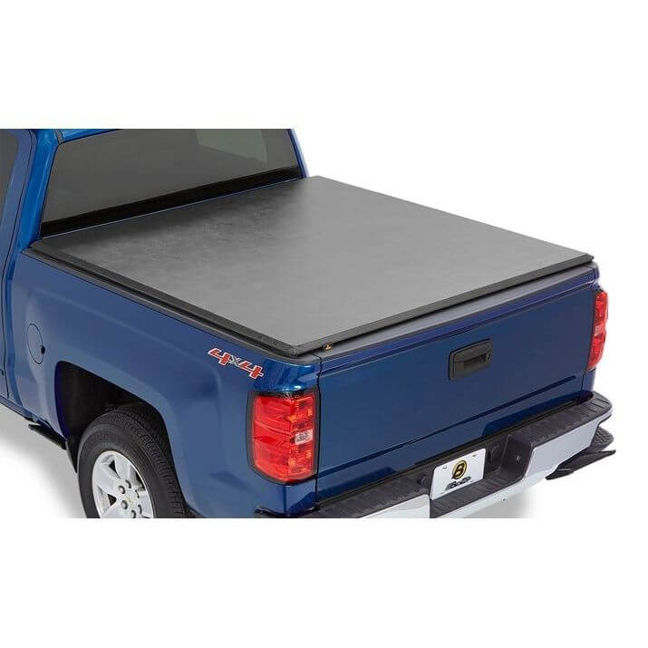 BESTOP | EZ-Roll Soft Tonneau Cover For Nissan 2005-2024 Frontier 6.0 Foot Black Tailgate Spoiler Not Included Bestop | 19147-01 installed on truck bed