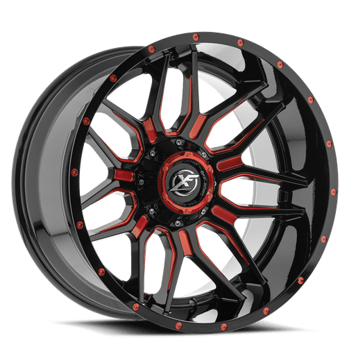 XF OFFROAD XF-222 Gloss Black Milled Red