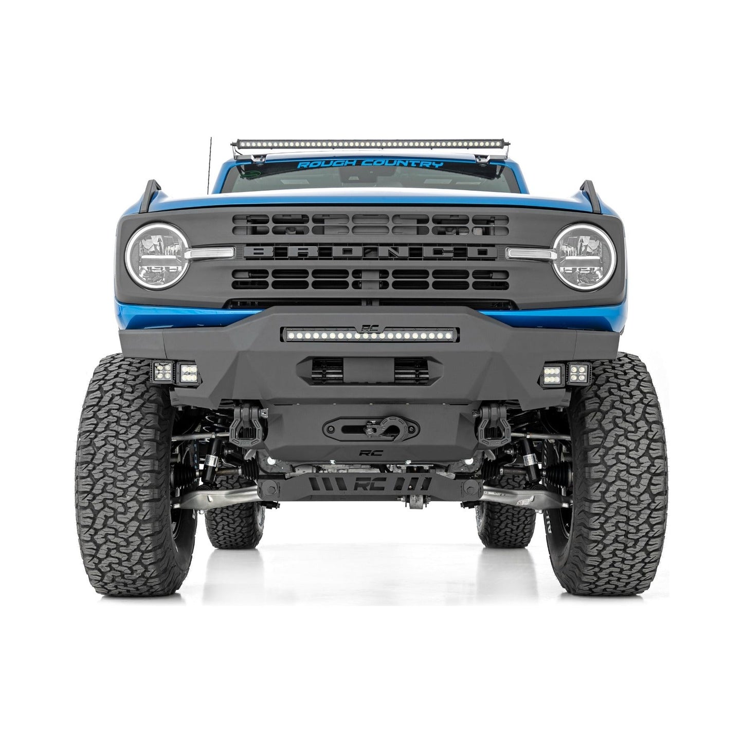 Rough Country with 20" Black Series | Black Series Flood & SAE Fog Cubes Front Bumper I 51084