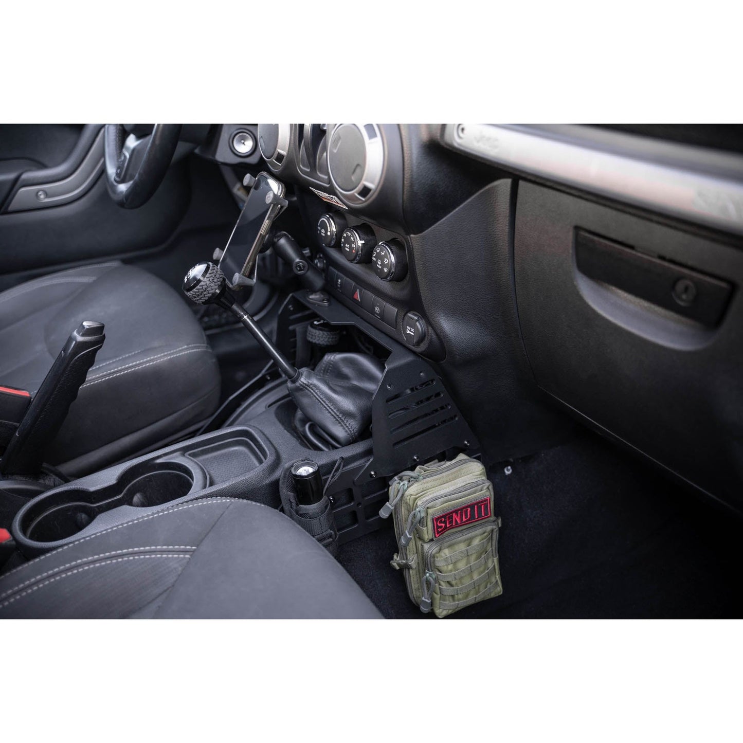 DV8 Off-Road 2007-2018 Jeep Wrangler JK | Center Console Molle Panels & Device Bridge C3| CCJK-01