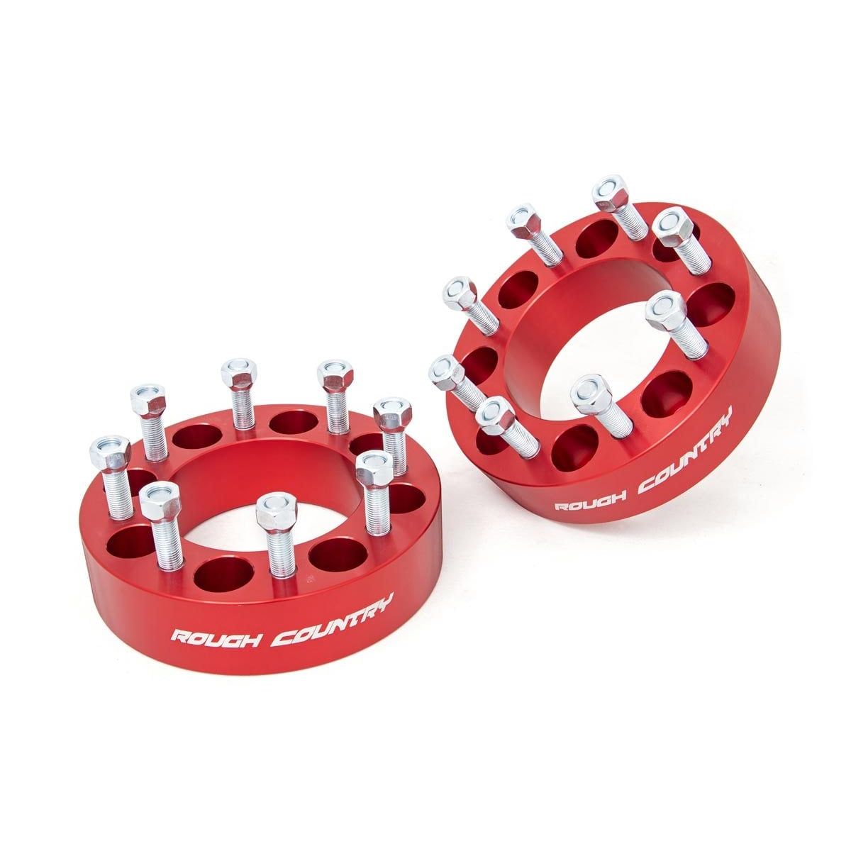 ROUGH COUNTRY 2 Inch Wheel Spacers | 8x6.5 | Red | Multiple Makes & Models (Chevy/GMC/Ram) | 1095RED