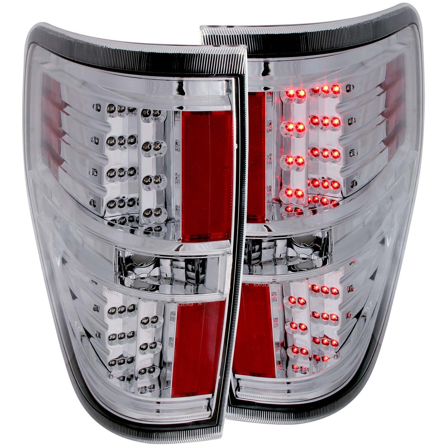 Anzo USA | LED Tail Light Assembly LED Red/White Clear Lens Chrome Housing Pair | Fits F-150 | 311147